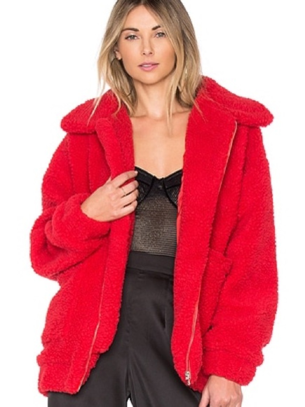 I.AM.GIA Red Teddy Sherpa Zip Jacket